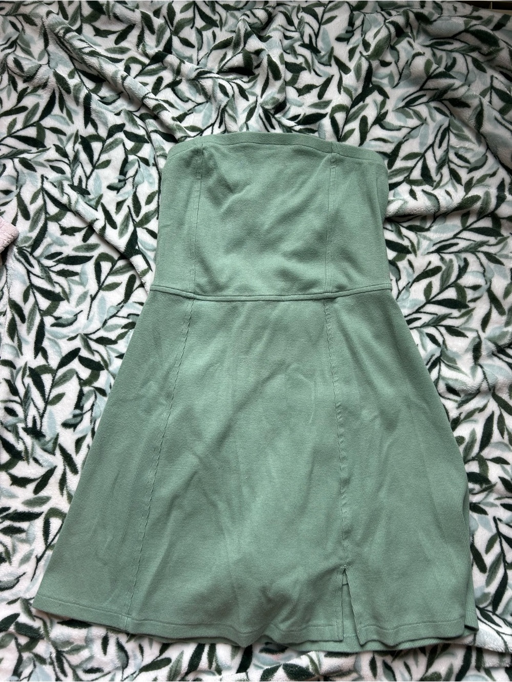 American Eagle Outfitters Strapless Sage Green A-Line Dress